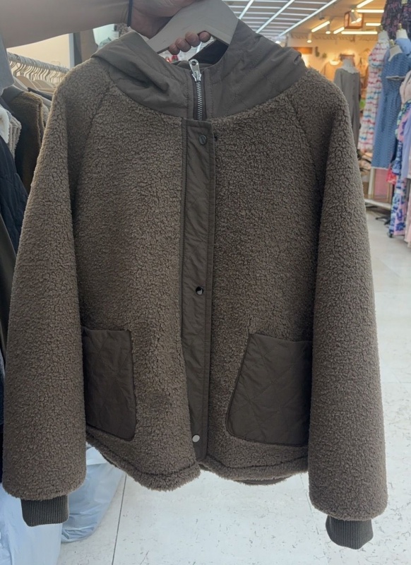 韓 毛毛連帽口袋外套 2色 size