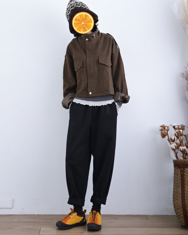 韓 拉鍊短版外套 2色 size