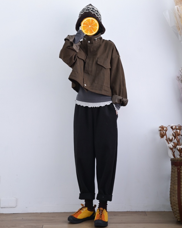 韓 拉鍊短版外套 2色 size