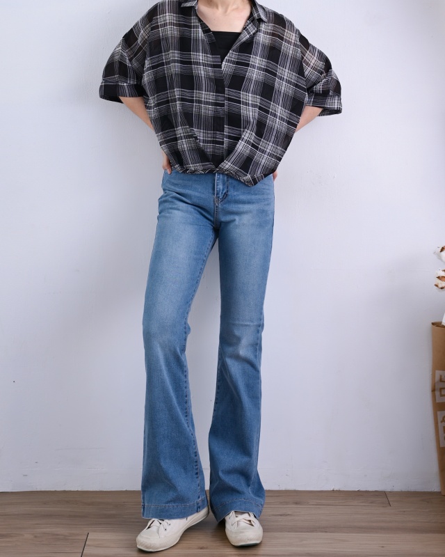 韓 格文兩件式上衣 2色 size