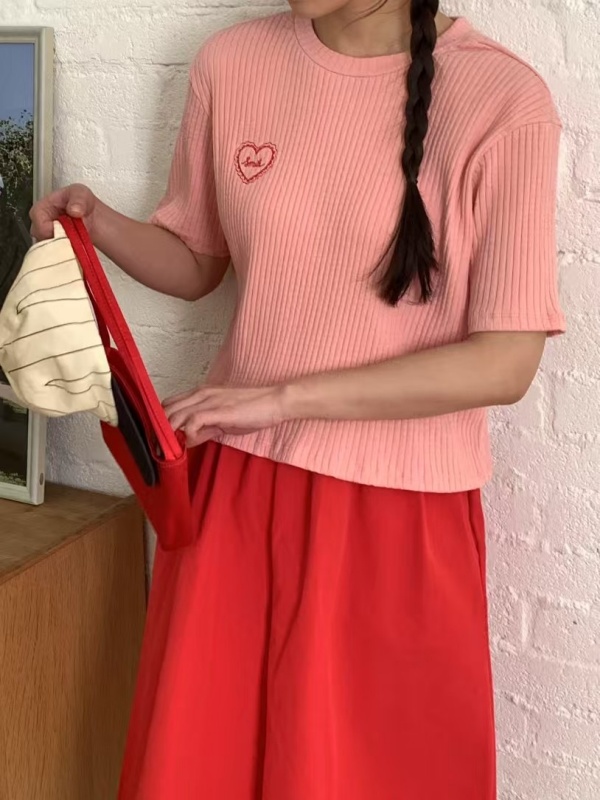 韓 坑條愛心上衣 7色 size