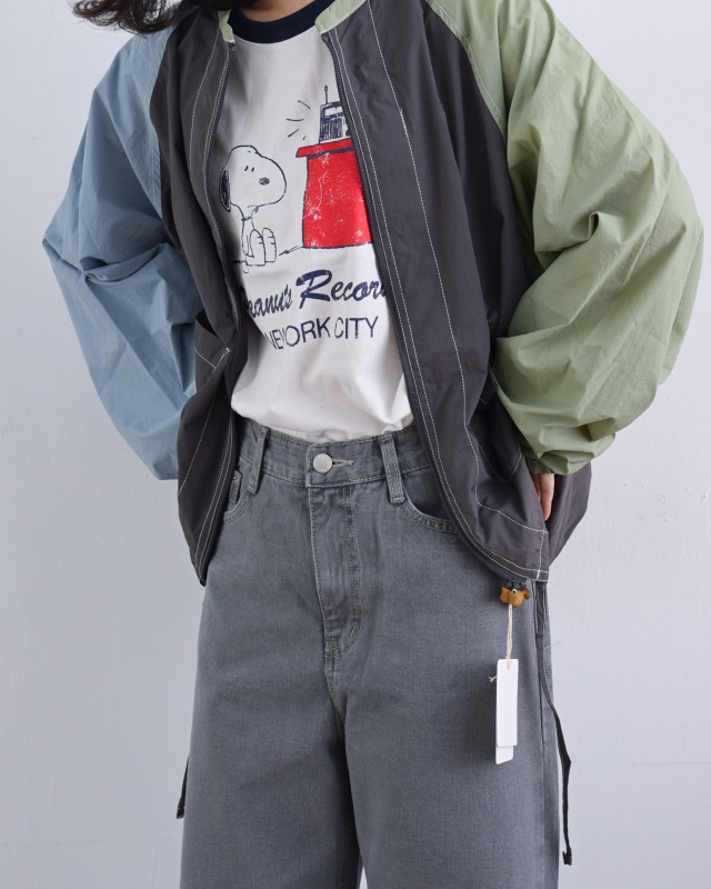 韓 配色領卡通上衣 2色 size