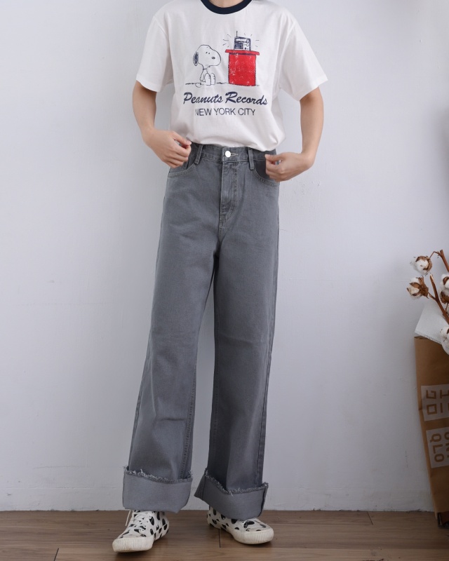 韓 配色領卡通上衣 2色 size