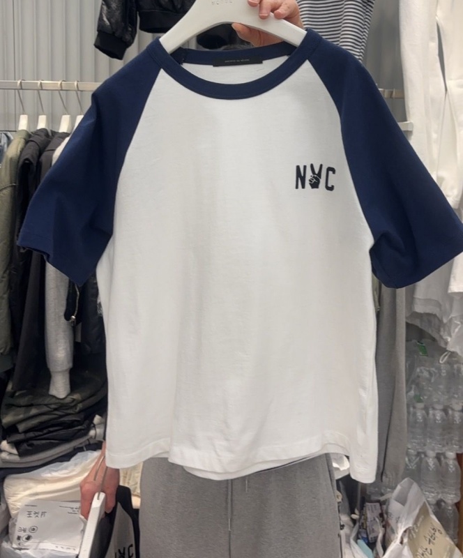 韓 配色袖上衣 2色 size
