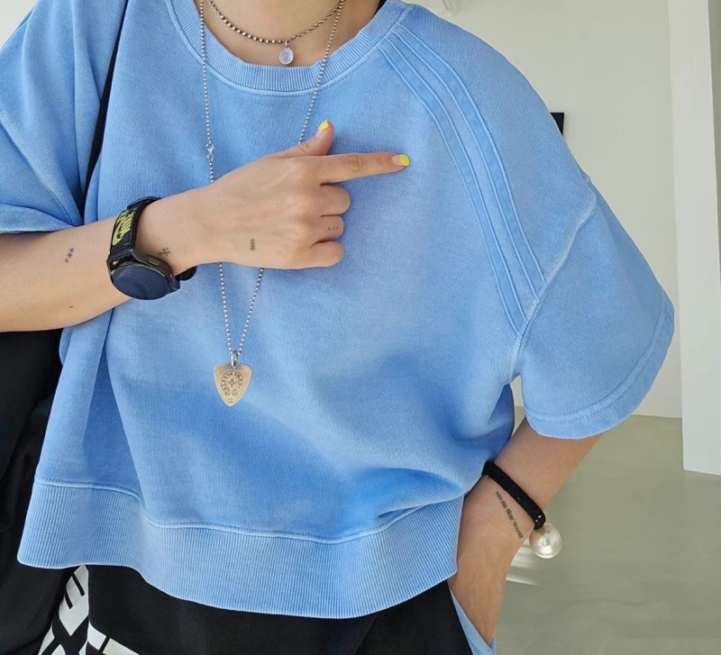 韓 圓領短版上衣 3色 size