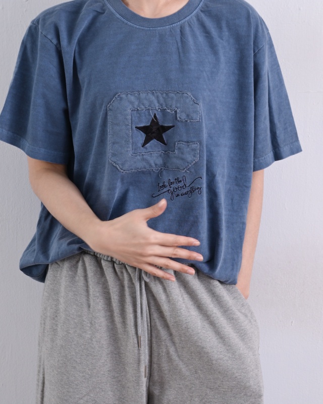 韓 C星星洗舊上衣 2色 size