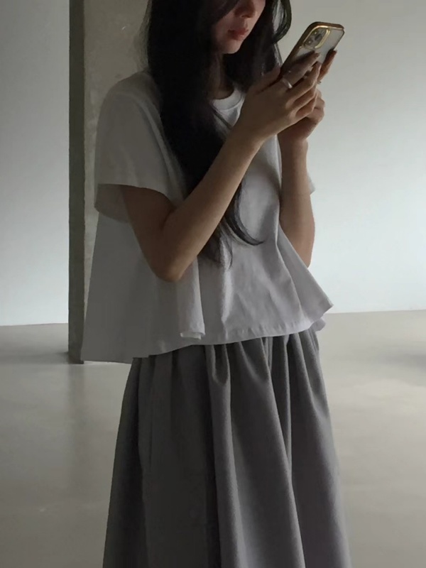 韓 小傘狀素色上衣 2色 size