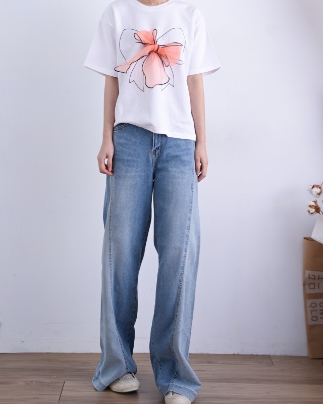 韓 網紗蝴蝶結上衣 2色 size