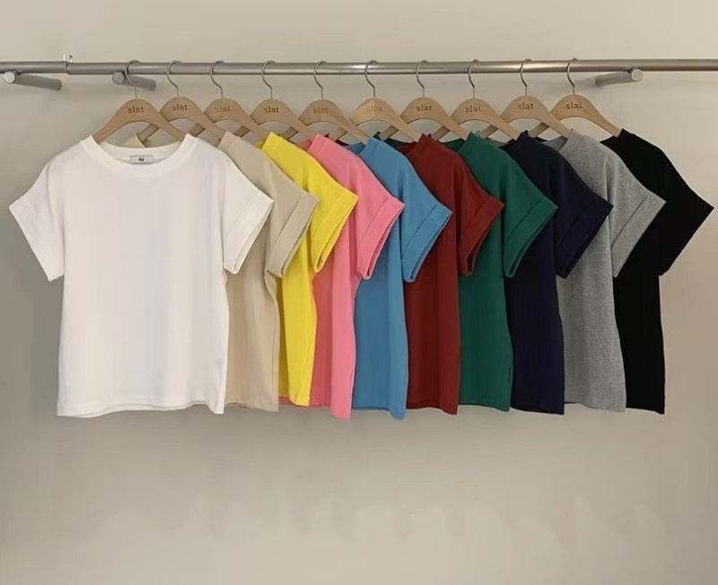 韓 袖反摺素色上衣 10色 size