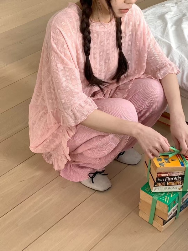 韓 中長版小織花上衣 3色