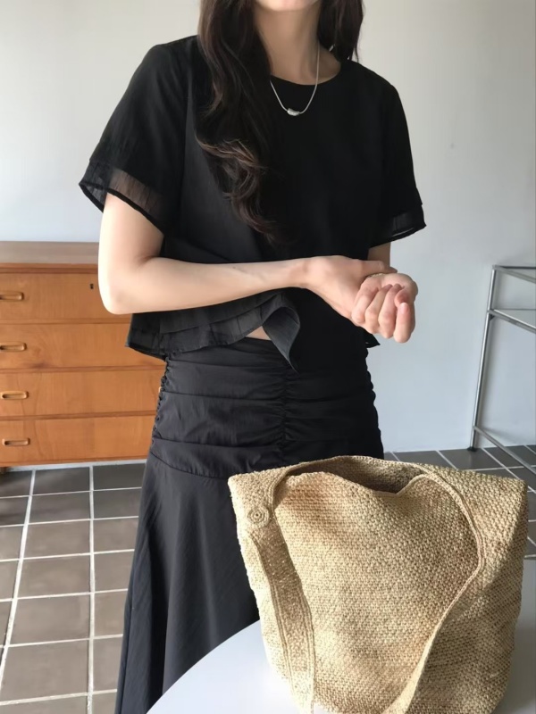 韓 接紗素色上衣 3色 size