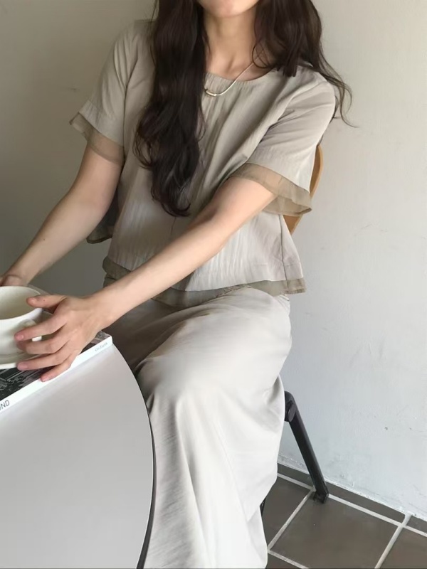 韓 接紗素色上衣 3色 size