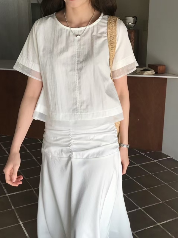 韓 接紗素色上衣 3色 size