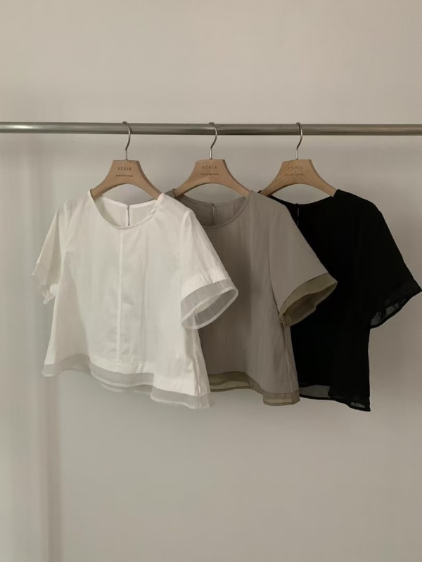 韓 接紗素色上衣 3色 size