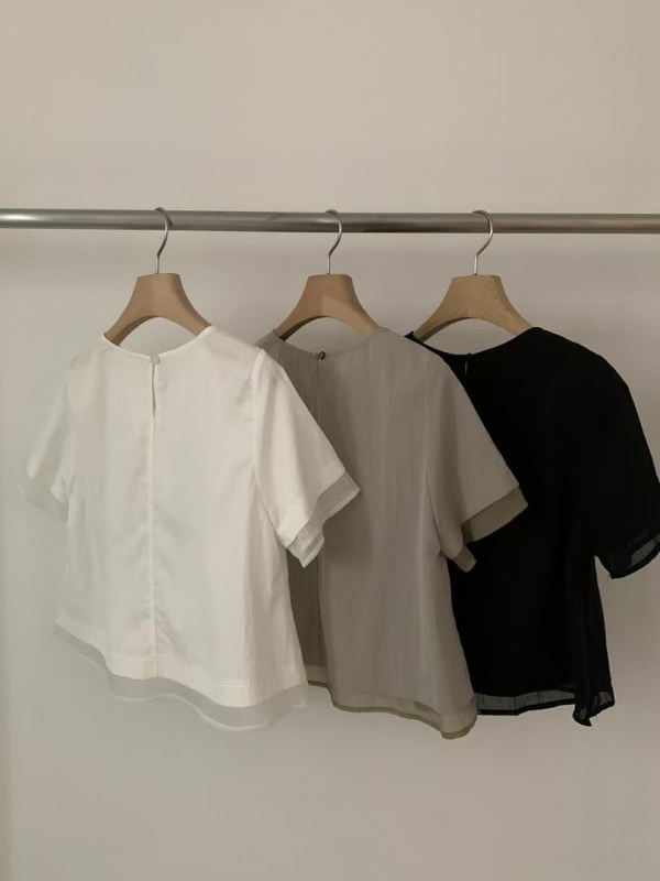 韓 接紗素色上衣 3色 size