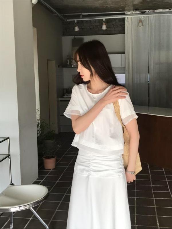 韓 接紗素色上衣 3色 size