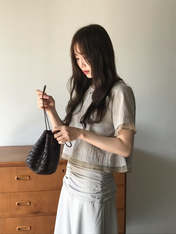 韓 接紗素色上衣 3色 size