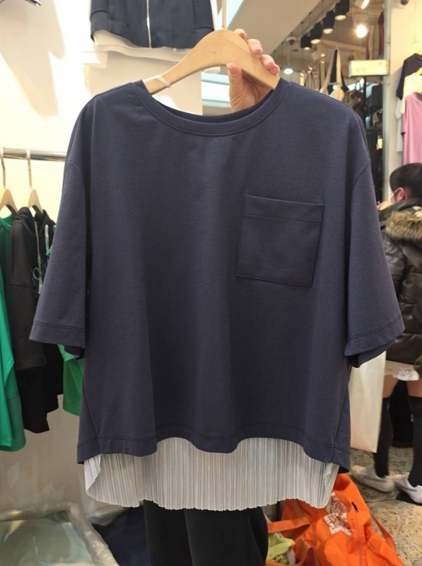 韓 背岔假兩件式上衣 2色 size
