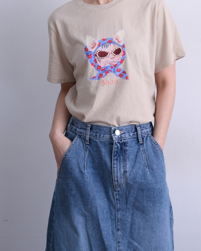 韓 蝦趴戴頭巾貓咪上衣 3色 size