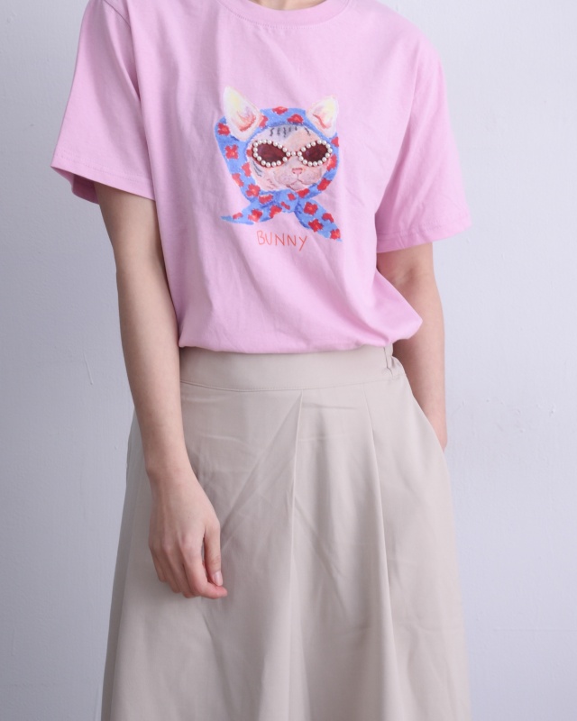 韓 蝦趴戴頭巾貓咪上衣 3色 size
