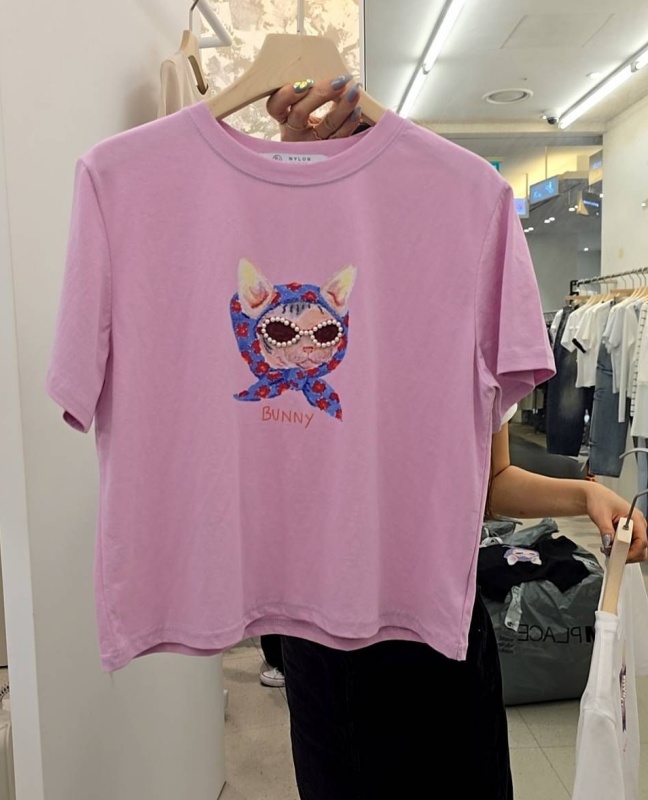 韓 蝦趴戴頭巾貓咪上衣 3色 size