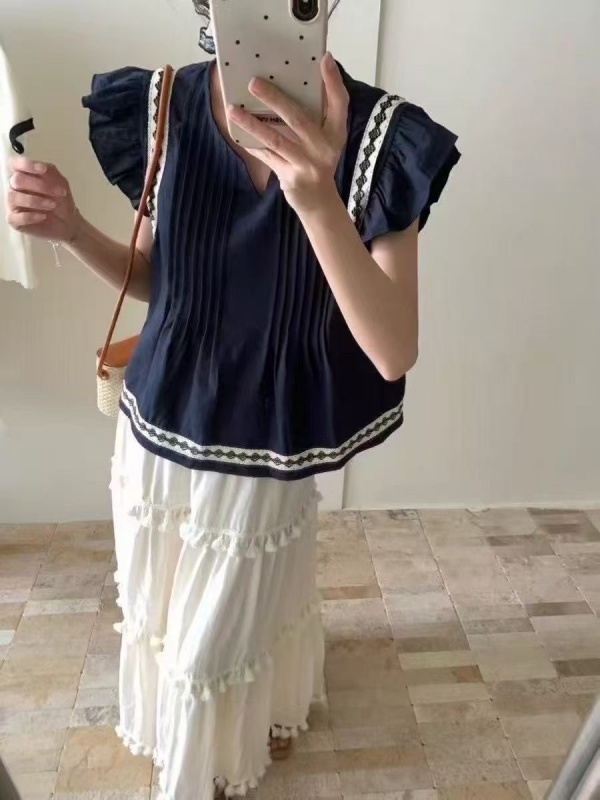韓 壓摺圖騰上衣 2色