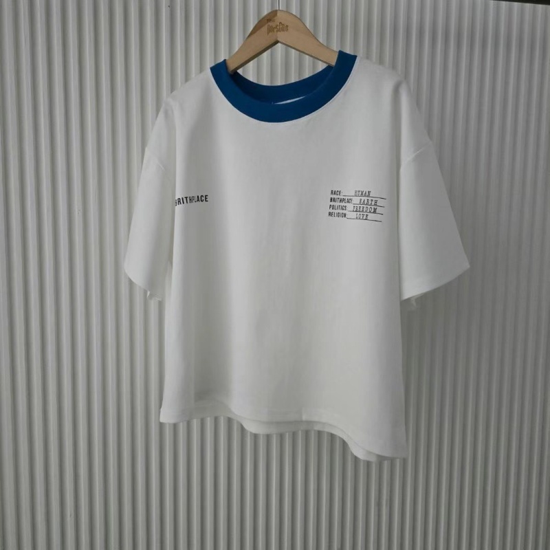 韓 領口配色英文字上衣 2色 size