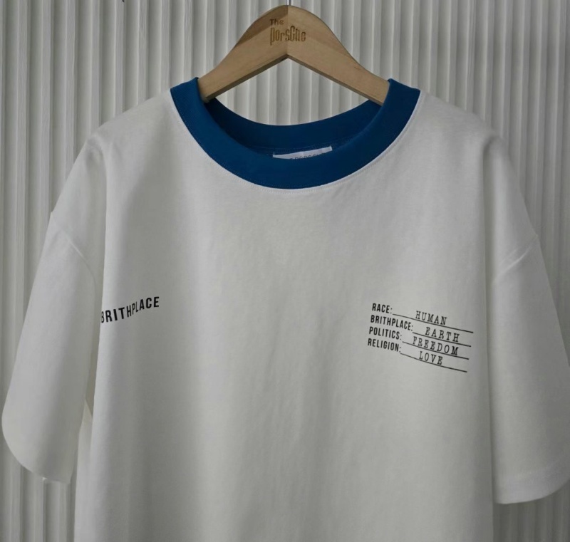 韓 領口配色英文字上衣 2色 size