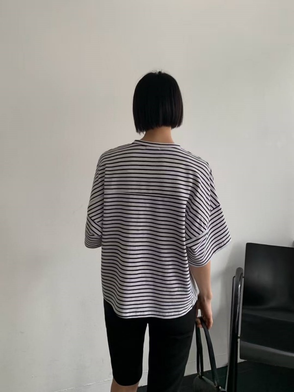 韓 橫條側直條上衣 3色 size