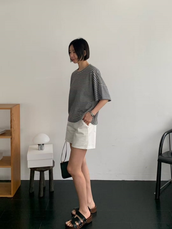 韓 橫條側直條上衣 3色 size