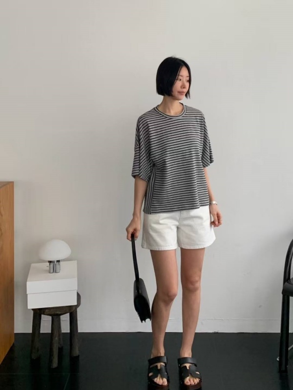 韓 橫條側直條上衣 3色 size