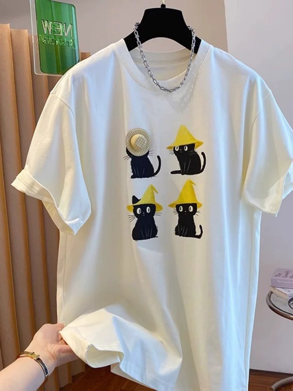 韓 戴帽小黑咪上衣 size