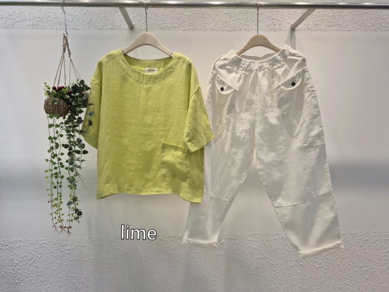 韓 單口袋素色棉麻上衣 4色 size