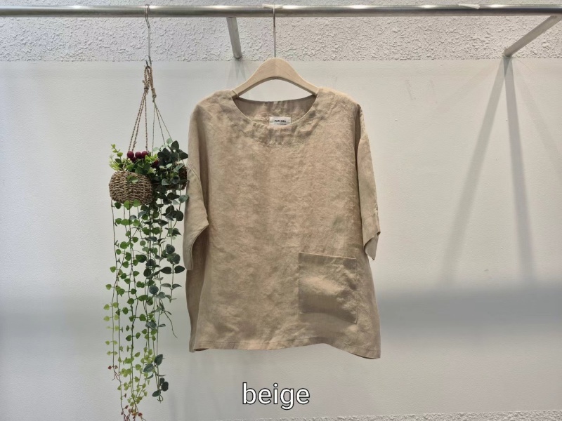 韓 單口袋素色棉麻上衣 4色 size