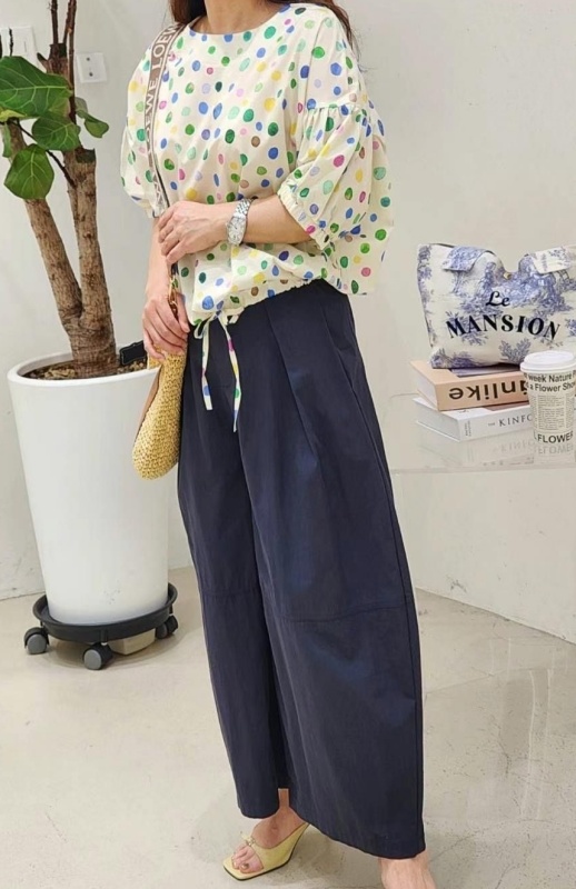 韓 繽紛點點綁帶上衣 2色 size
