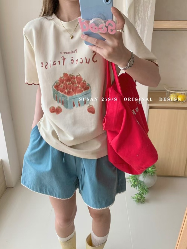 韓 一盆草莓上衣 2色 size