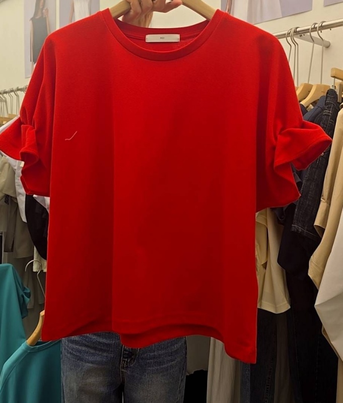韓 荷葉袖圓領上衣 2色 size