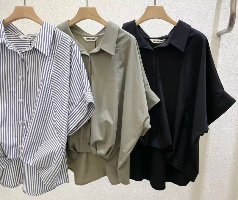 韓 下抓褶有領上衣 3色 size