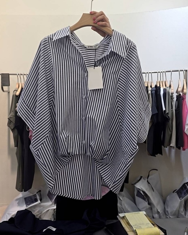 韓 下抓褶有領上衣 3色 size
