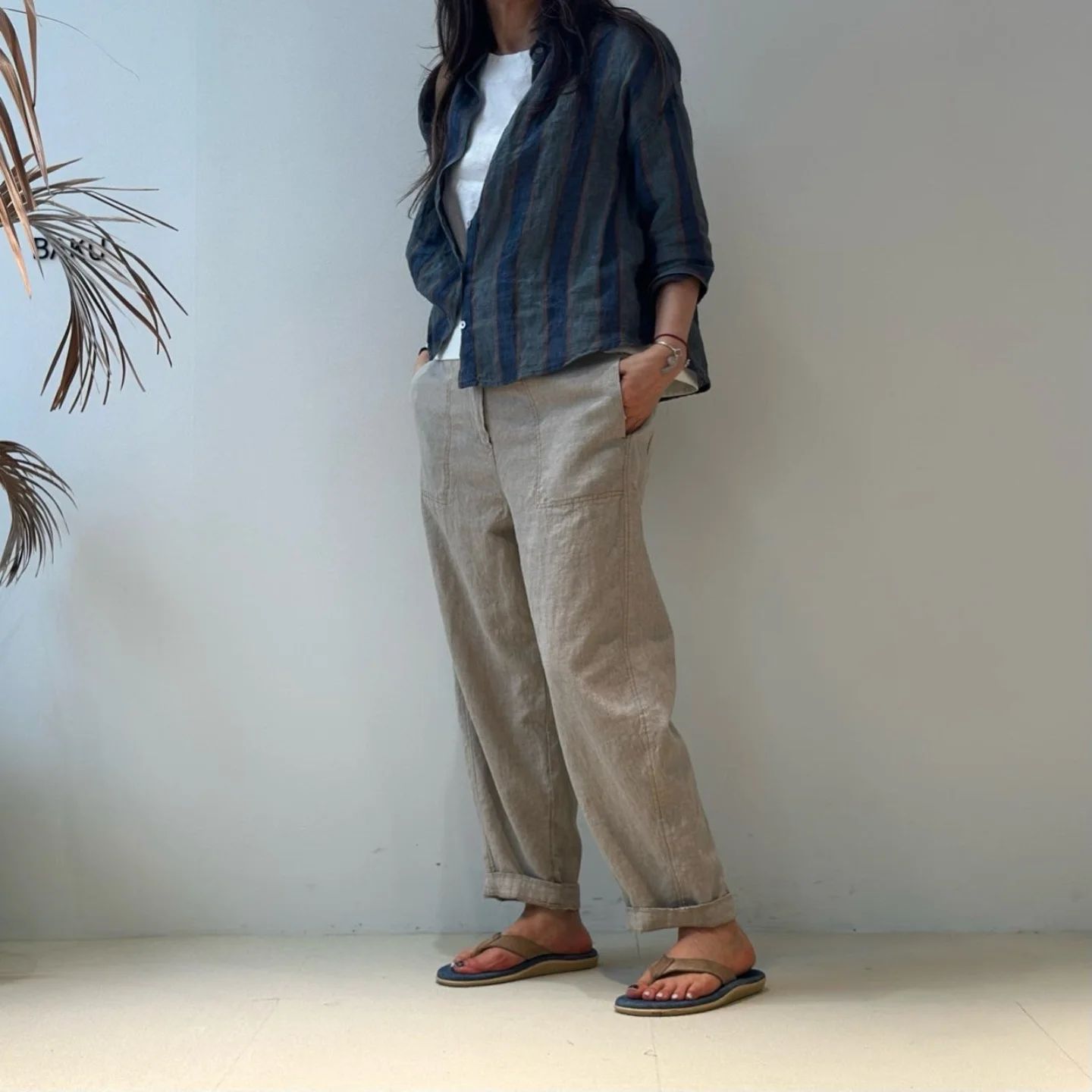 韓 條文背綁帶襯衫 3色 size