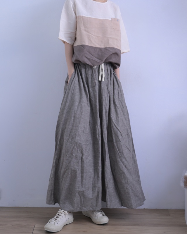 韓 配色棉麻上衣 2色 size