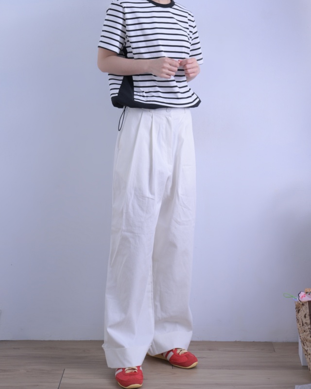 韓 條文下抽繩上衣 size