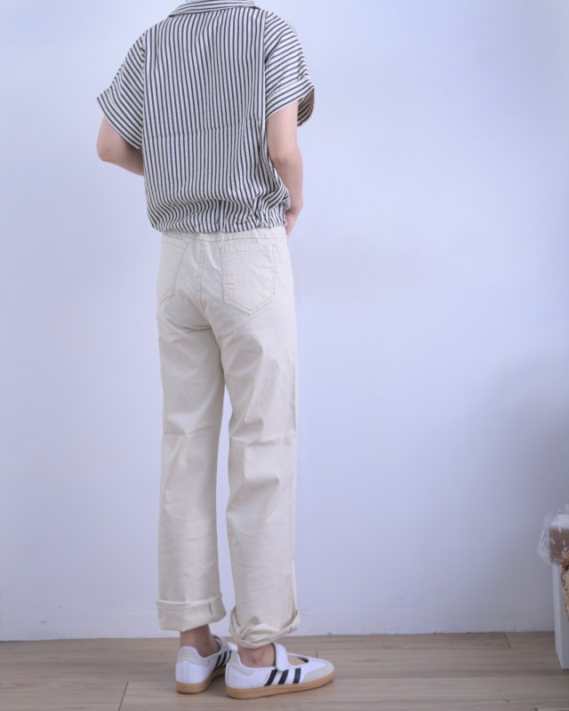 韓 有領條文下綁帶上衣 2色 size