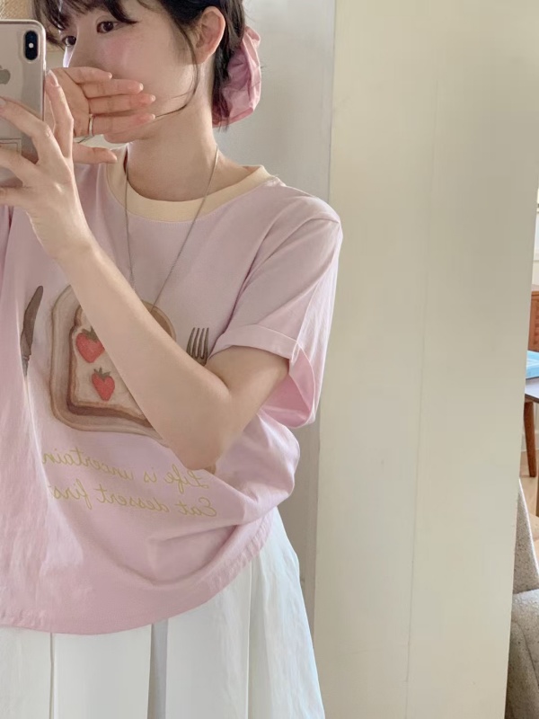 韓 草莓吐司上衣 3色 size
