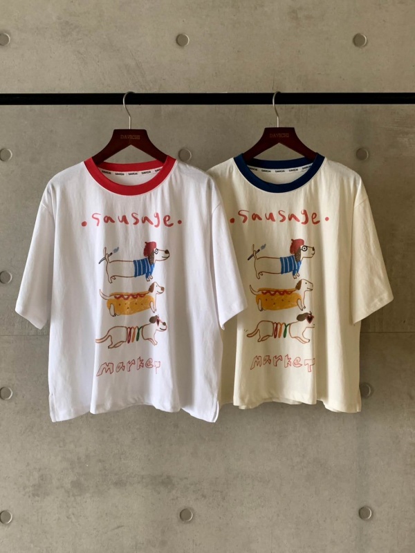 韓 領配色三狗上衣 2色 size