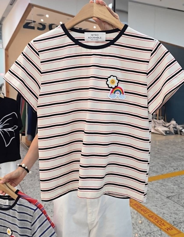 韓 彩虹條文上衣 4色 size