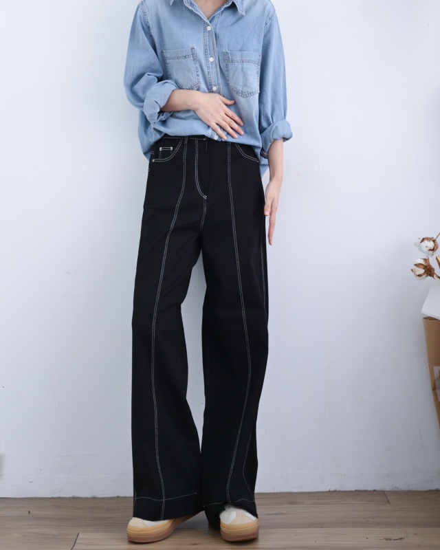 韓 淺刷色牛仔襯衫 size