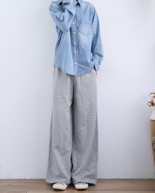 韓 淺刷色牛仔襯衫 size