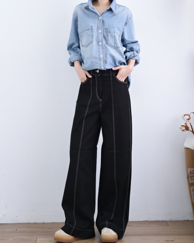 韓 淺刷色牛仔襯衫 size