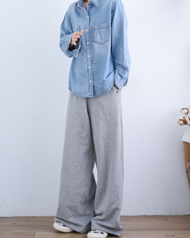 韓 淺刷色牛仔襯衫 size